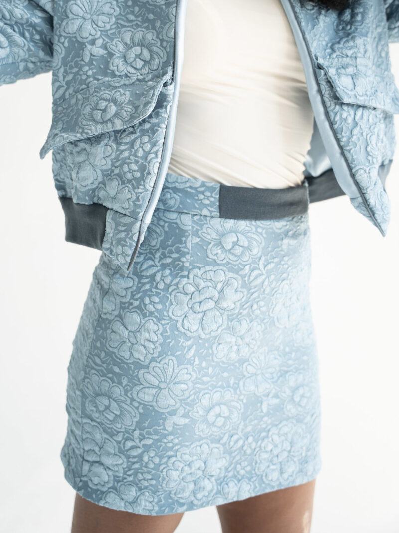EDEN BROCADE MINI SKIRT (POWDER BLUE)